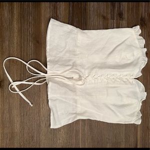 White Strapless Reformation top